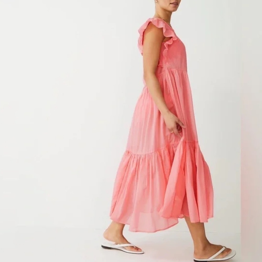 NWOT J. Crew Flutter-Sleeve Cover-Up Dress Pink Casual Beach Vacay Women’s Small